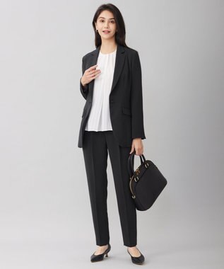 自由区 【洗える】バックサテンアムンゼンストライプ ブラウス オフ×クラウドグレーストライプ