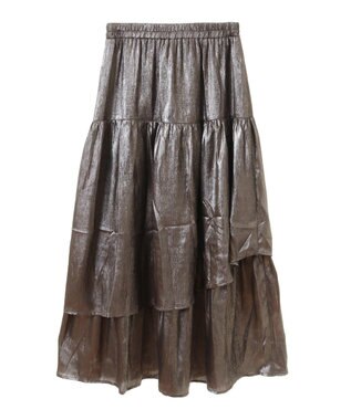 YECCA VECCA ラメティアードギャザースカート Dark Silver