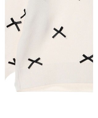 Green Parks ・ＡＮＤ　ＳＥＡＲＣＨ　メニーリボン５分袖ニット Off White