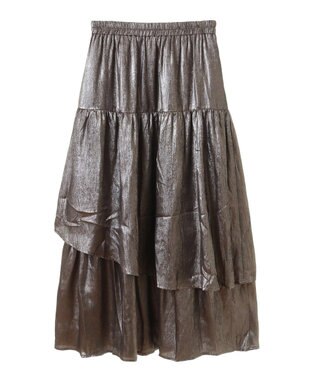 YECCA VECCA ラメティアードギャザースカート Dark Silver