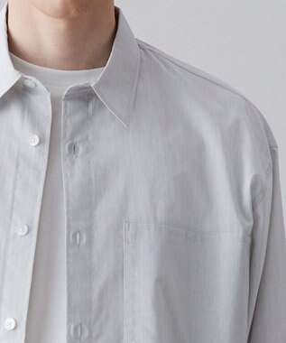 UNFILO MENS 【撥水】 コットンシャツ グレーストライプ