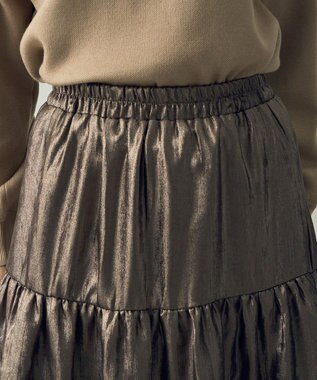 YECCA VECCA ラメティアードギャザースカート Dark Silver