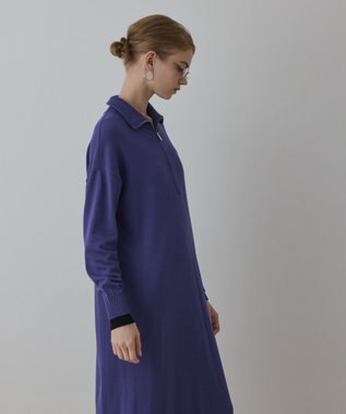 GRACE CONTINENTAL バイカラーストレートニットワンピース パープル