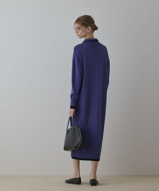 GRACE CONTINENTAL バイカラーストレートニットワンピース パープル