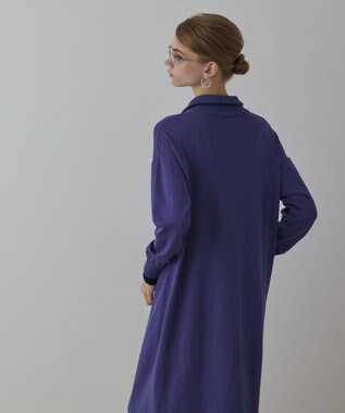 GRACE CONTINENTAL バイカラーストレートニットワンピース パープル
