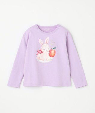 ANY KIDS アニマル×フルーツ 長袖 Tシャツ ラベンダー×ウサギ