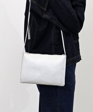 Hekhèr Le Style de Vie 新素材・新色追加【日本製】シュリンクレザー スクエアショルダーバッグ シルバー