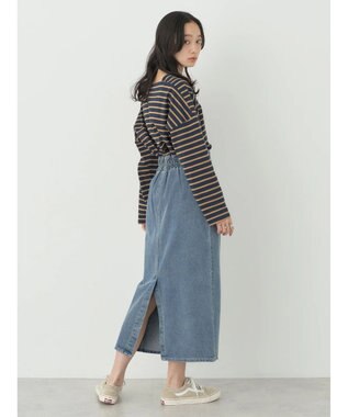 earth music&ecology デニムナロースカート Medium Indigo