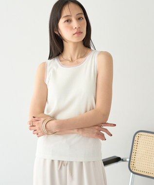 earth music&ecology エッジチュールラメテレコタンクトップ
