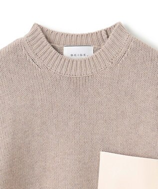 BEIGE， 【洗える】LEADER / フェイクレザーポケットクルーネックトップス Taupe