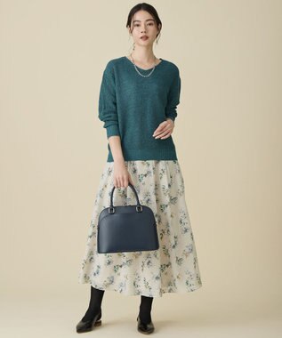 自由区 L リネンミドルゲージプルオーバー ニット ターコイズ