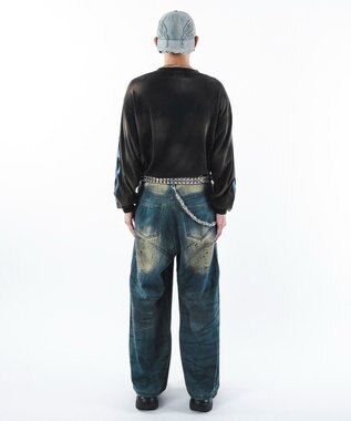 WEGO 【ユニセックス着用ITEM】スーパーバギーダーティデニムパンツ デニム中濃加工色