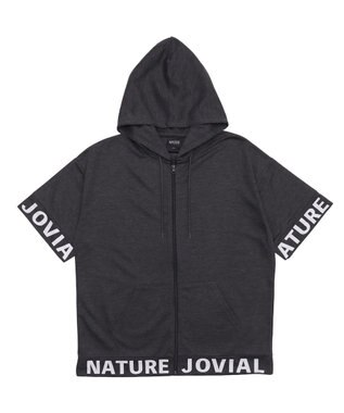 WEGO 【MLXLサイズ展開】グラフィックZIPパーカー（SS） ブラック中濃色