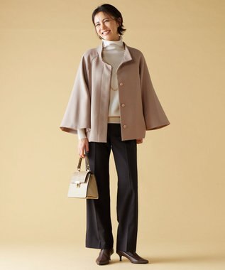 自由区 S ライトウールダブルクロススタンドカラー ジャケット ライトグレー系