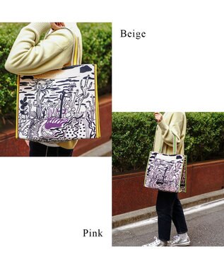 tsumori chisato CARRY サボテンと太陽 トートバッグ Lサイズ　【たっぷり収納】 ベージュ