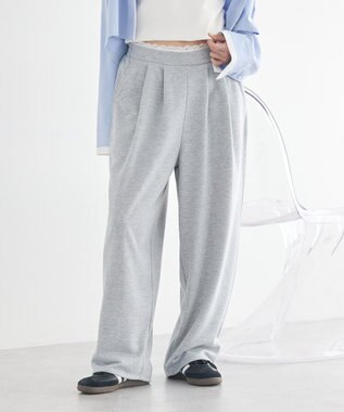 earth music&ecology レースレイヤード風スウェットパンツ Gray Mixture