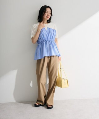 Green Parks ビスチェドッキングカットプルオーバー Stripe Blue