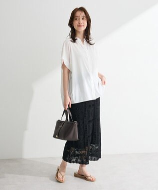 Green Parks クロシェニットスカート White