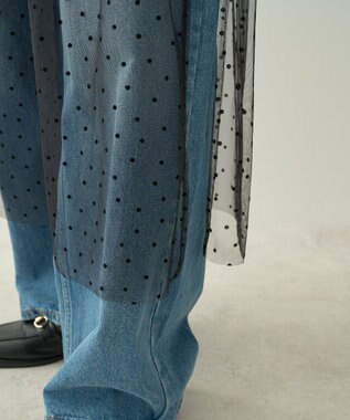 AMERICAN HOLIC ドットフロッキーレイヤードチュールスカート Black