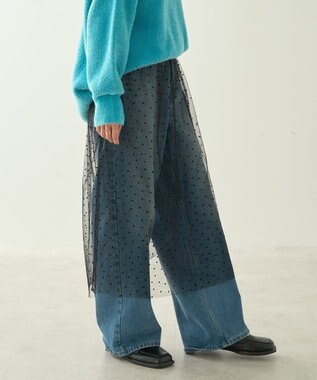 AMERICAN HOLIC ドットフロッキーレイヤードチュールスカート Black