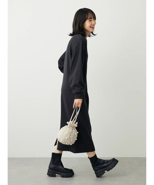 Green Parks ミニ裏毛ワンピース Black