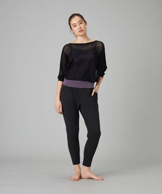 Chacott Chacott BALANCE【ノーソイングニット】７分袖メッシュニットＴシャツ ブラック