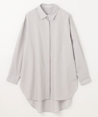 ANY L 【手洗い可能/抗菌防臭/UVカット/速乾】ロングシャツ グレーピンストライプ
