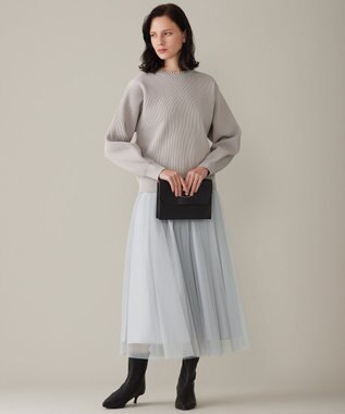 自由区 L 【洗える】パールディティール クルーネックニット ライトグレー系