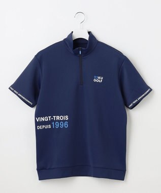 23区GOLF 【MEN】【吸水速乾/UVカット】ストレッチダンボールモックネックシャツ ネイビー系