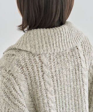 Green Parks 衿付きケーブルｚｉｐカーディガン Light Beige