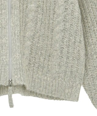 Green Parks 衿付きケーブルｚｉｐカーディガン Light Beige