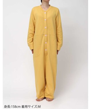 une nana cool 【綿100%】裏起毛オールインワンパジャマ イエロー