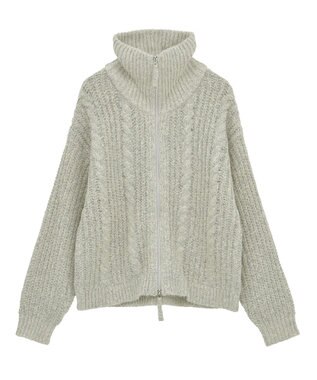 Green Parks 衿付きケーブルｚｉｐカーディガン Light Beige