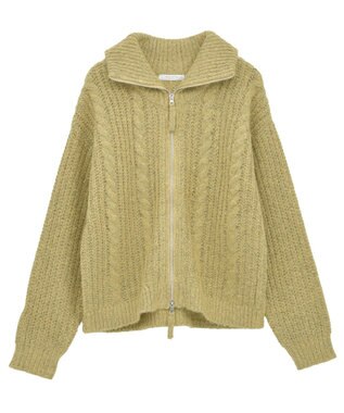 Green Parks 衿付きケーブルｚｉｐカーディガン Blue