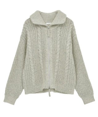 Green Parks 衿付きケーブルｚｉｐカーディガン Light Beige