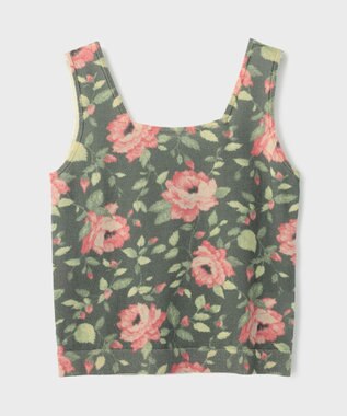 GRACE CONTINENTAL ローズプリントニットトップ ブラック