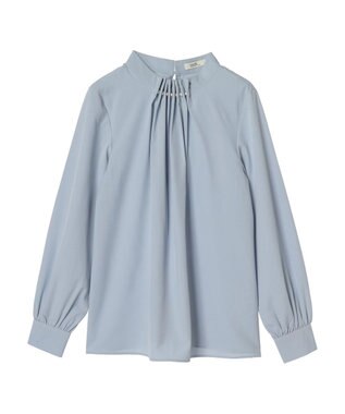 earth music&ecology パールタックブラウス Light Blue