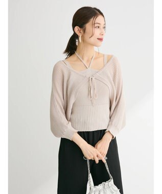 Green Parks ・swing by SET2点ニットボレロ&ニットキャミ Gray Beige