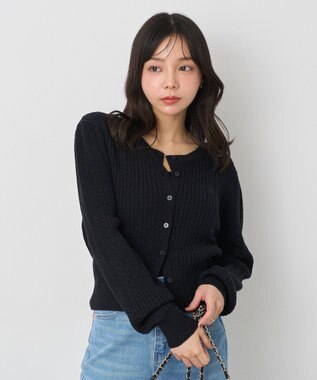 earth music&ecology ミニケーブルコンパクトカーディガン Black