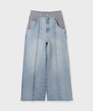 GRACE CONTINENTAL コンビデニムワイドパンツ グレー