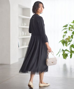 23区 【洗える】チュールコンビ ワンピース ブラック系