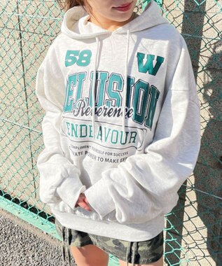 WEGO ロゴビッグプルパーカー ライトグレー