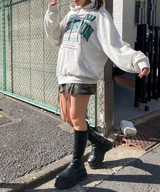 WEGO ロゴビッグプルパーカー ライトグレー