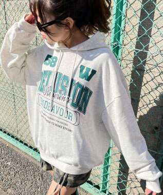 WEGO ロゴビッグプルパーカー ライトグレー