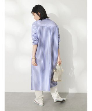 CRAFT STANDARD BOUTIQUE プランサーボタンシャツワンピース Stripe Blue