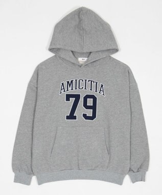 WEGO グラフィックビッグプルパーカー 杢グレー