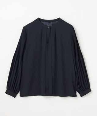 ANY L プリーツブラウス ネイビー