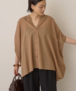 AMERICAN HOLIC イージーケア 接触冷感フレンチスリーブギャザーシャツ Mocha