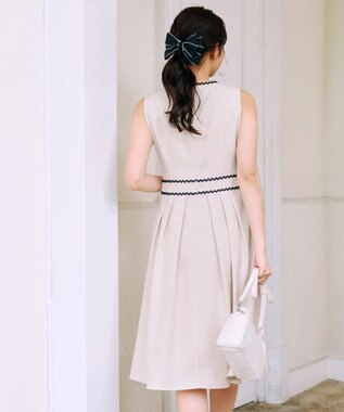 Tiaclasse 【洗える】配色スカラップレースワンピース アイボリー