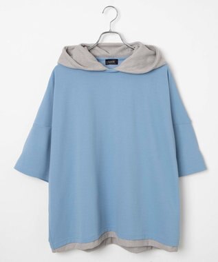 WEGO フェイクレイヤードフードT（S） ブルー